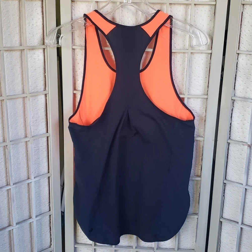 Lululemon Pump It Up Navy And Orange Tank Race Back Top